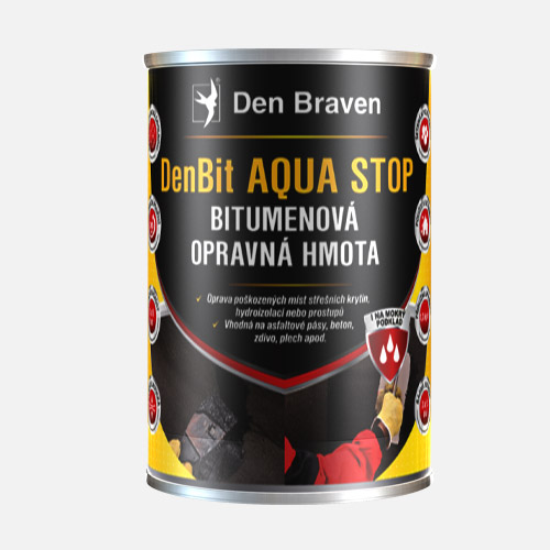 Střešní bitumenový tmel DenBit AQUA STOP, plechovka 1 kg, černý