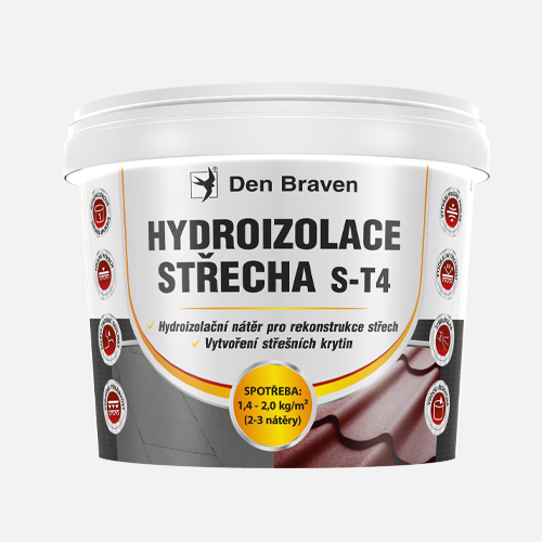 Hydroizolace STŘECHA S-T4, kbelík 5 kg, červený