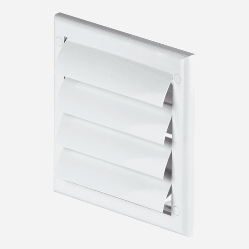 Mřížka větrací s lamelou, průměr 125 mm, 190 mm x 190 mm, bílá