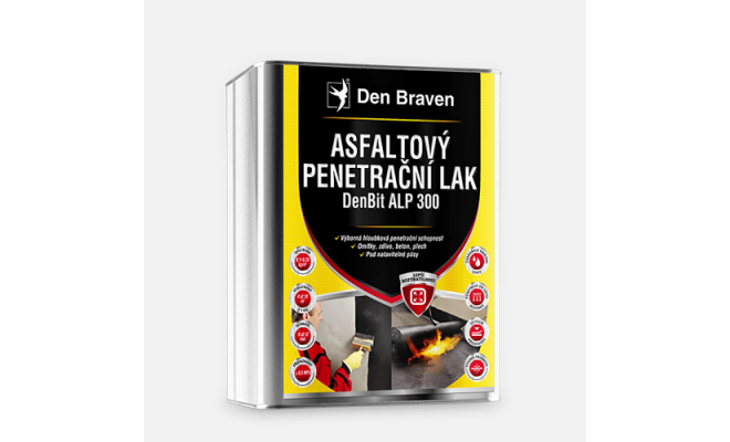 Výprodej - 56294 Asfaltový penetrační lak DenBit ALP 300, plechový kanystr 9 kg, černý