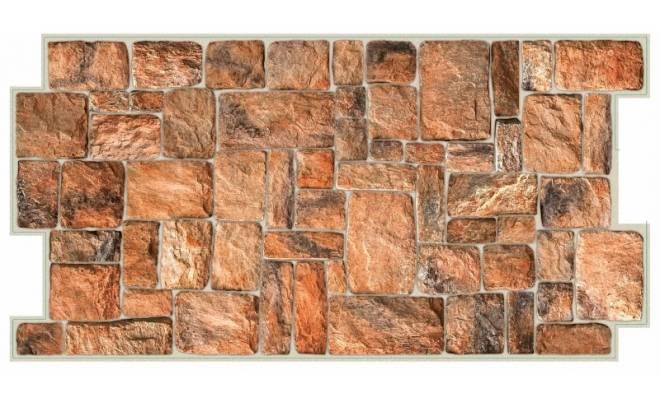 Výprodej - 91003 Obklad 3D PVC omývatelný přírodní kámen červenohnědý  980 x 498 cm