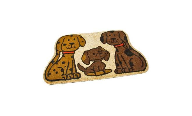 Kokosová vstupní venkovní čistící rohož Happy Dogs, FLOMA - délka 45 cm, šířka 75 cm a výška 1,7 cm