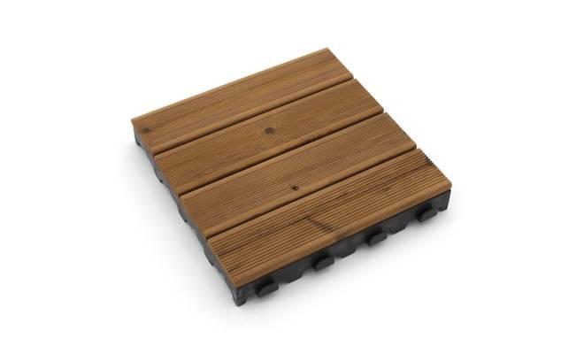 Hnědá dřevoplastová terasová dlaždice Linea Combi-Wood - délka 40 cm, šířka 40 cm a výška 6,5 cm