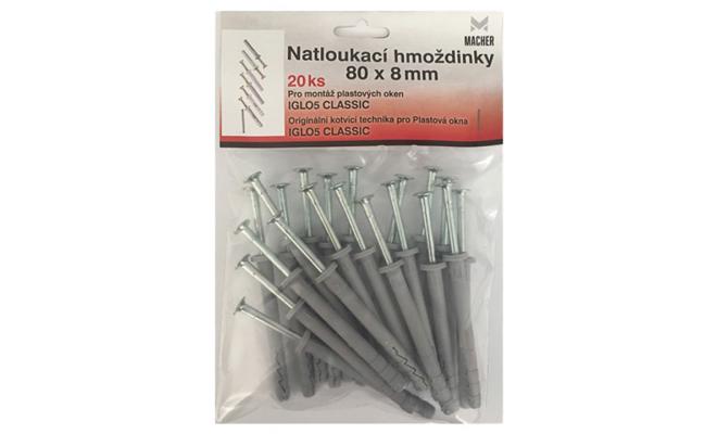 Výprodej - 43793 Natloukací hmoždinky 60mmx8mm pro montáž plastových oken - 20ks Blistr