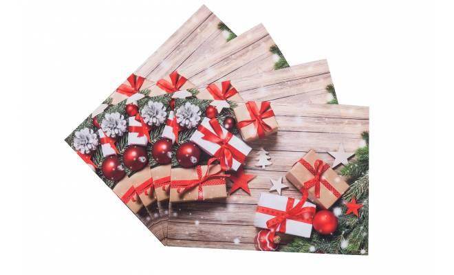 Výprodej - Prostírání vánoční  set 2 ks  vzor 03 hnědý s dárky