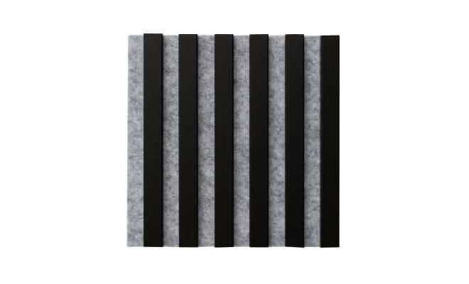 Dřevěný obklad 3D lamely 30x30 cm šedý podklad / lamely dub tmavý