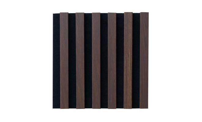 Dřevěný obklad 3D lamely 30x30 cm černý podklad / lamely dub tmavý