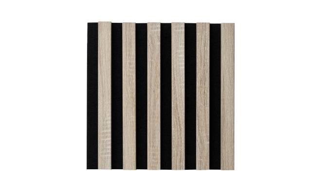 Dřevěný obklad 3D lamely 30x30 cm černý podklad / lamely dub sonoma