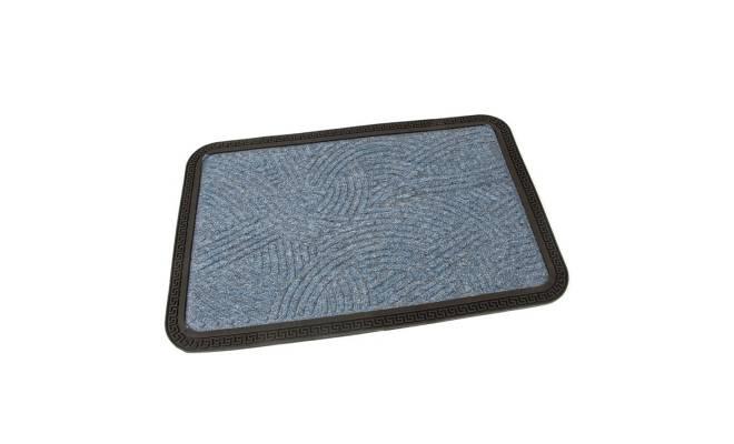 Modrá textilní vstupní venkovní čistící rohož Chaos, FLOMA - délka 40 cm, šířka 60 cm a výška 0,8 cm
