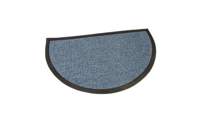 Modrá textilní čistící venkovní vstupní půlkruhová rohož Criss Cross, FLOMA - délka 45 cm, šířka 75 cm a výška 1 cm
